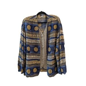 Vintage Christine David Layered Button Evening Jacket XL‎ Lightweight Medallion